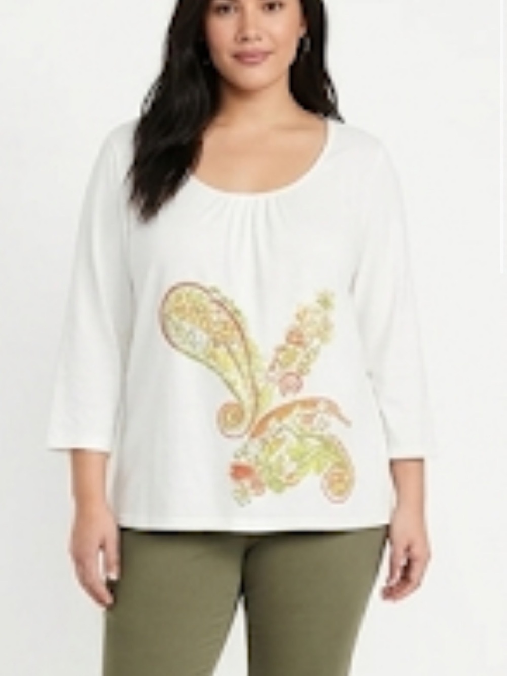 Hearts of palm embellished 3/4 sleeve top size XL
